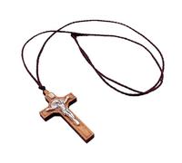 XFUYI 1 Collar de Cruces de Madera con Colgante de Metal y Madera para niño y niña.