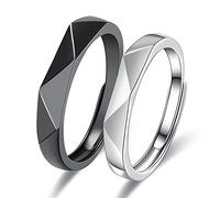 XFUYI 2X Conjunto De Anillos De Pareja Simples Ins Retro para Apertura Geométrica Creativa Ajustable para Niñas Adolescentes Cobre Negro