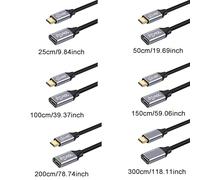 XFUYI Cable Extensor Tipo C de 25 cm/50 cm, USB C 3.1 Gen 2, 100 W, Macho a Hembra, línea de Transferencia de Datos de Carga Tipo C.