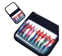 XFUYI Cebos para señuelos de Peces, 10 Piezas de anzuelos Fluorescentes para calamares, cebos para camarones, señuelos de Pesca de camarones Suaves para Agua Dulce ABS