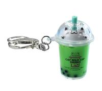 XFUYI Colgante de Gato con Forma de Burbuja de té, llaveros de té con Leche de Dibujos Animados, Anillos acrílicos de Moda, joyería para Mochilas y teléfonos.