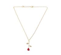 XFUYI Collares con Colgante de Rosa en 3D de Moda Collar con Relleno de Oro de La Bella y la Bestia Regalo de decoración de joyería para Mujeres y niñas Oro