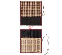 XFUYI - Estuche para Pinceles de Pintura, Bolsa con Ruedas de bambú, Estuche para bolígrafos, Paquete de Cortina de bambú + Tela