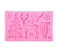 XFUYI Molde de Silicona de Ciervo con Tema navideño 3D Copo de Nieve Pastel de Chocolate Molde de Fondant Silicona