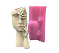 XFUYI Molde de Silicona para macetas, moldes de hormigón, moldes artísticos para macetas con Forma de Cara Humana, moldes de Cemento, Material de Silicona para Gel de sílice