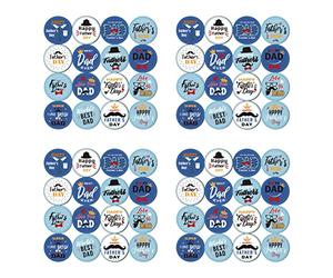 XFUYI Pegatinas del Día del Padre, 64 Unidades (4 Hojas), diseño de Letras con Barba y Sombrero