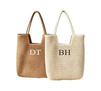 XFZDKJSD Bolsa de playa con nombre bordado personalizado, bolsa de paja de playa, bolsas de playa de ganchillo personalizadas, bolsa de paja personalizada, S1