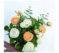 XFZJCHAP Flores Artificiales Flores Falsas Artificiales Rosas Artificiales Bouquet de Boda Nupcial para la Fiesta en el jardín de la casa Flores de Seda de la Boda colocadas en el roo Vivo