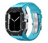XFZJCHAP Kit de modificación de la banda de reloj, para 44 mm de 45 mm, caja de reloj de fibra de carbono para iWatch Series 8 7 6 5 4 SE, kit de mod de banda de goma deportiva de goma