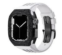 XFZJCHAP Kit de modificación de la banda de reloj, para 44 mm de 45 mm, caja de reloj de fibra de carbono para iWatch Series 8 7 6 5 4 SE, kit de mod de banda de goma deportiva de goma