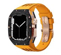 XFZJCHAP Kit de modificación de la banda de reloj, para 44 mm de 45 mm, caja de reloj de fibra de carbono para iWatch Series 8 7 6 5 4 SE, kit de mod de banda de goma deportiva de goma