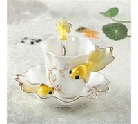 XFZJCHAP Taza de café de esmalte de pescado BBCBBZ con cuchara de platillo Hadmed 3d Ceramic Tail Tazas Juego de desayunos Botella de agua Regalos de amante de Navidad (exorcista de azul negro1)