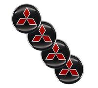 XGAGCF 4 Piezas Coche Rueda Centro Tapas Tapacubos Aluminio Buje Badge Pegatina, para Mitsubishi-Logo 65MM Auto Llantas Decorativa Emblema Cubierta Accesorios, Black