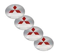 XGAGCF 4 Piezas Coche Rueda Centro Tapas Tapacubos Aluminio Buje Badge Pegatina, para Mitsubishi-Logo 65MM Auto Llantas Decorativa Emblema Cubierta Accesorios