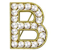 XGALBLA Broche de letras (A-Z), broche de perlas de imitación de metal chapado para mujeres y niñas, regalo inspirado en tono dorado, perlas de imitación de metal, perlas de imitación