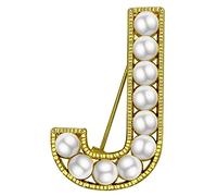 XGALBLA Broche de letras (A-Z), broche de perlas de imitación de metal chapado para mujeres y niñas, regalo inspirado en tono dorado, perlas de imitación de metal, perlas de imitación