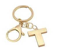 XGALBLA Llavero de letra dorada A-Z para mujeres y hombres, colgante de inicial del alfabeto de metal con llavero para llaves de coche, bolso, bolso, dorado-T, M