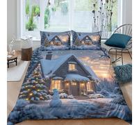 XGASVBKWA Festive Holiday Scene Funda Edredon Microfibra Suave 3 Piezas Estampado 3D Festive Holiday Escena Funda de Edredón con Funda de Almohada Lavables Transpirable for Adultos Double（200x200cm）