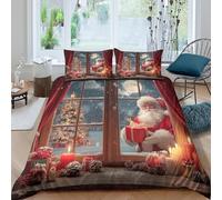 XGASVBKWA FestiveHolidayScene Funda Edredon Microfibra 3 Piezas Impresión 3D Cierre de FestiveHolidayScene Funda de Edredón Fundas de Almohada Antialérgica Transpirable for Ancianos Double（200x200cm）