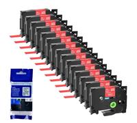 XGdEKA 15pk 6 9 12 18 24 mm TZE 231 Las Cintas de Etiquetas Negras sobre Blancas Funciona con TZE 241 335 131 TZ 631 Compatible para impresoras de Etiquetas(White on Red)