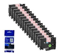 XGdEKA 15pk 6 9 12 18 24 mm TZE 231 Las Cintas de Etiquetas Negras sobre Blancas Funciona con TZE 241 335 131 TZ 631 Compatible para impresoras de Etiquetas(Red on Clear)