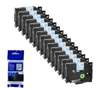 XGdEKA 15pk 6 9 12 18 24 mm TZE 231 Las Cintas de Etiquetas Negras sobre Blancas Funciona con TZE 241 335 131 TZ 631 Compatible para impresoras de Etiquetas(Blue on Clear)