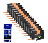 XGdEKA 15pk 6 9 12 18 24 mm TZE 231 Las Cintas de Etiquetas Negras sobre Blancas Funciona con TZE 241 335 131 TZ 631 Compatible para impresoras de Etiquetas(White on Orange)
