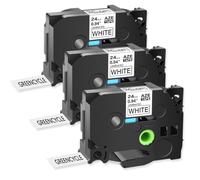 XGdEKA 24 mm AZE-251 Etiqueta Laminada estándar Compatible con impresoras TZE-251 Negro en Cinta de Etiqueta Blanca(3PK-24mm-AZE-251)