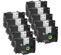 XGdEKA 24 mm AZE-251 Etiqueta Laminada estándar Compatible con impresoras TZE-251 Negro en Cinta de Etiqueta Blanca(10PK-24mm-AZE-251)
