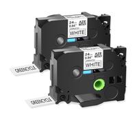 XGdEKA 24 mm AZE-251 Etiqueta Laminada estándar Compatible con impresoras TZE-251 Negro en Cinta de Etiqueta Blanca(2PK-24mm-AZE-251)