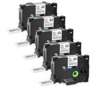 XGdEKA 24 mm AZE-251 Etiqueta Laminada estándar Compatible con impresoras TZE-251 Negro en Cinta de Etiqueta Blanca(5PK-24mm-AZE-251)