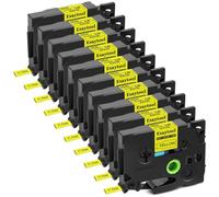 XGdEKA 3 5 8 10 PCS Cintas DE PARTICIPACIÓN CALEFICIAL Compatible con Lata Cinta para HSE-231 HS-631 Funciona con PT-P750W IMPRESTOR(10PK Black on Yellow)
