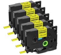 XGdEKA 3 5 8 10 PCS Cintas DE PARTICIPACIÓN CALEFICIAL Compatible con Lata Cinta para HSE-231 HS-631 Funciona con PT-P750W IMPRESTOR(5PK Black on Yellow)