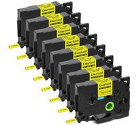 XGdEKA 3 5 8 10 PCS Cintas DE PARTICIPACIÓN CALEFICIAL Compatible con Lata Cinta para HSE-231 HS-631 Funciona con PT-P750W IMPRESTOR(8PK Black on Yellow)