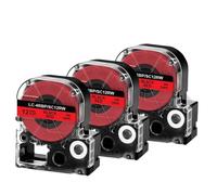 XGdEKA 3PK 6PK SS12KW LK-4WBN Negro en Cinta de Etiqueta Blanca de 12 mm para Fabricante de Etiquetas Compatible con impresoras LW-300 LW-400 LW700(3PK Black on Red)