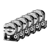 XGdEKA 3PK 6PK SS12KW LK-4WBN Negro en Cinta de Etiqueta Blanca de 12 mm para Fabricante de Etiquetas Compatible con impresoras LW-300 LW-400 LW700(6PK Black on White)