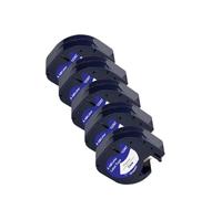 XGdEKA 5pcs 10pcs 12 mm LT Tape Compatible con 91201 91331 12267 91202 91200 Tapas de Etiqueta para la Impresora de Etiquetas LT100H(5PK Black on Clear)