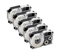 XGdEKA 5pcs 10pcs XR12 Cinta de Cinta de Etiqueta Compatible con KL-60 La Impresora de Etiqueta KL-100 Funciona con XR-12WE XR-12YW XR-9WE XR-9YW 9 mm 12 mm de 12 mm(5PK Black on Clear)