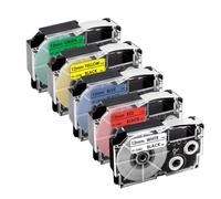 XGdEKA 5pcs 10pcs XR12 Cinta de Cinta de Etiqueta Compatible con KL-60 La Impresora de Etiqueta KL-100 Funciona con XR-12WE XR-12YW XR-9WE XR-9YW 9 mm 12 mm de 12 mm(5PK 5Mixed Colors)