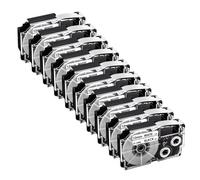 XGdEKA 5pcs 10pcs XR12 Cinta de Cinta de Etiqueta Compatible con KL-60 La Impresora de Etiqueta KL-100 Funciona con XR-12WE XR-12YW XR-9WE XR-9YW 9 mm 12 mm de 12 mm(10PK Black on White)