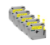 XGdEKA 5pcs MK-231 M-K231 MK231 MK-131 MK Cinta Adhesiva Etiqueta Compatible con la Impresora de Etiqueta PT-70 PT-80(5PK Black on Yellow)