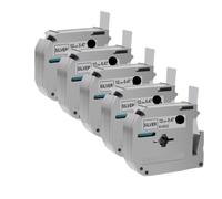 XGdEKA 5pcs MK-231 M-K231 MK231 MK-131 MK Cinta Adhesiva Etiqueta Compatible con la Impresora de Etiqueta PT-70 PT-80(5PK Black on Silver)