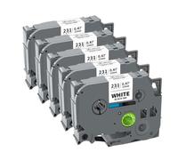 XGdEKA 5pk 231 Cinta de Etiqueta laminada Negro en Blanco 12 mm Compatible con TZE231 para la Impresora de Etiqueta PTH110