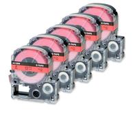 XGdEKA 5PK Compatible con Etiquetas estándar AC12RW de 12mm X 8m Negro sobre Rojo Compatible con Impresora de Etiquetas LW-400 LW-300 LW-700 LW600P K200BL