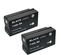 XGdEKA 712 712xl Reemplazo de Cartucho de Tinta con Chip Estable Compatible para designJet T230 T210 T250 T630 T650 Impresoras(2PCS Black)