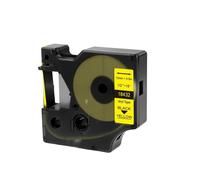 XGdEKA 9 12 19 24 mm 18431 Etiqueta Compatible 18443 18432 18444 18433 18445 1805431 Compatible con 4200 5000 5200 6000(Black on Yellow)