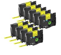 XGdEKA 9pcs Black on White Label Tape 12 mm Compatible con TZE 231 TZE335 S131 FX231 Las Cintas Funcionan con el Fabricante de Etiquetas PTH110 D210(Flexible BK on YL)