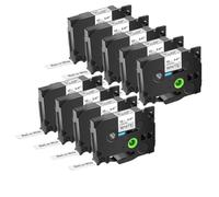 XGdEKA 9pcs Black on White Label Tape 12 mm Compatible con TZE 231 TZE335 S131 FX231 Las Cintas Funcionan con el Fabricante de Etiquetas PTH110 D210(Black on White)