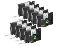 XGdEKA 9pcs Black on White Label Tape 12 mm Compatible con TZE 231 TZE335 S131 FX231 Las Cintas Funcionan con el Fabricante de Etiquetas PTH110 D210(Black on Silver)