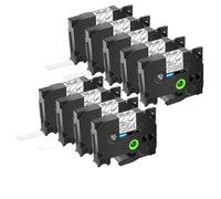 XGdEKA 9pcs Black on White Label Tape 12 mm Compatible con TZE 231 TZE335 S131 FX231 Las Cintas Funcionan con el Fabricante de Etiquetas PTH110 D210(White on Clear)